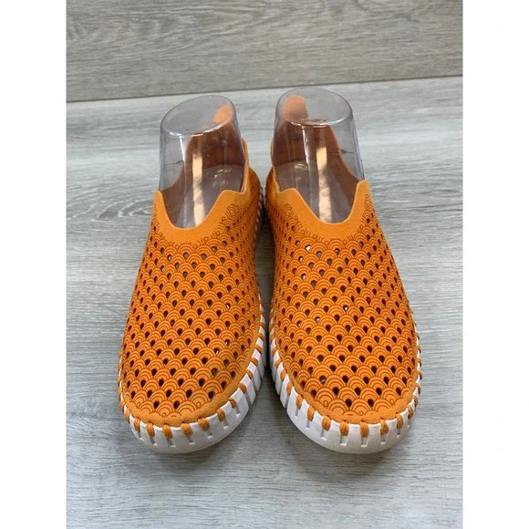 Ilse Jacobsen Women's Sneakers Hornbaek Tulip 139 Orange Laser Cut 7 Slip On - Picture 2 of 10